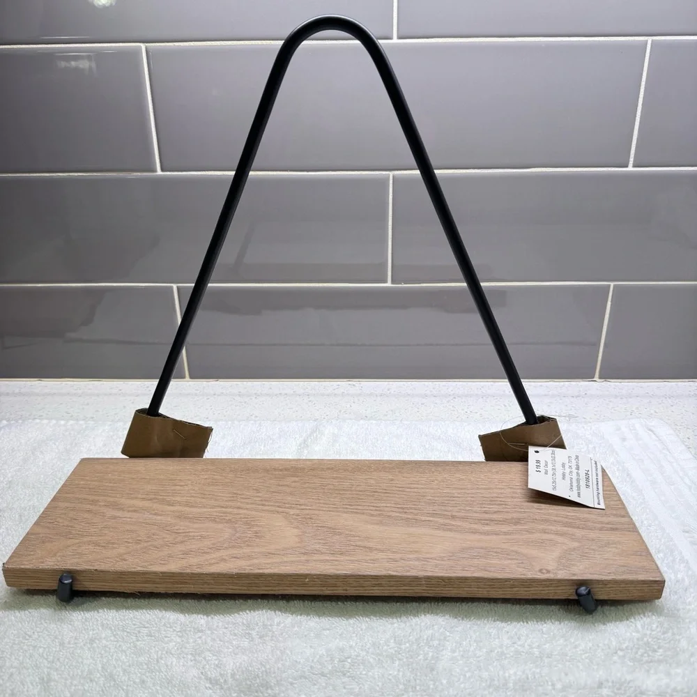 Set of 2 - Wooden Wall Decor with Black Metal Accent - Picture 3 of 8